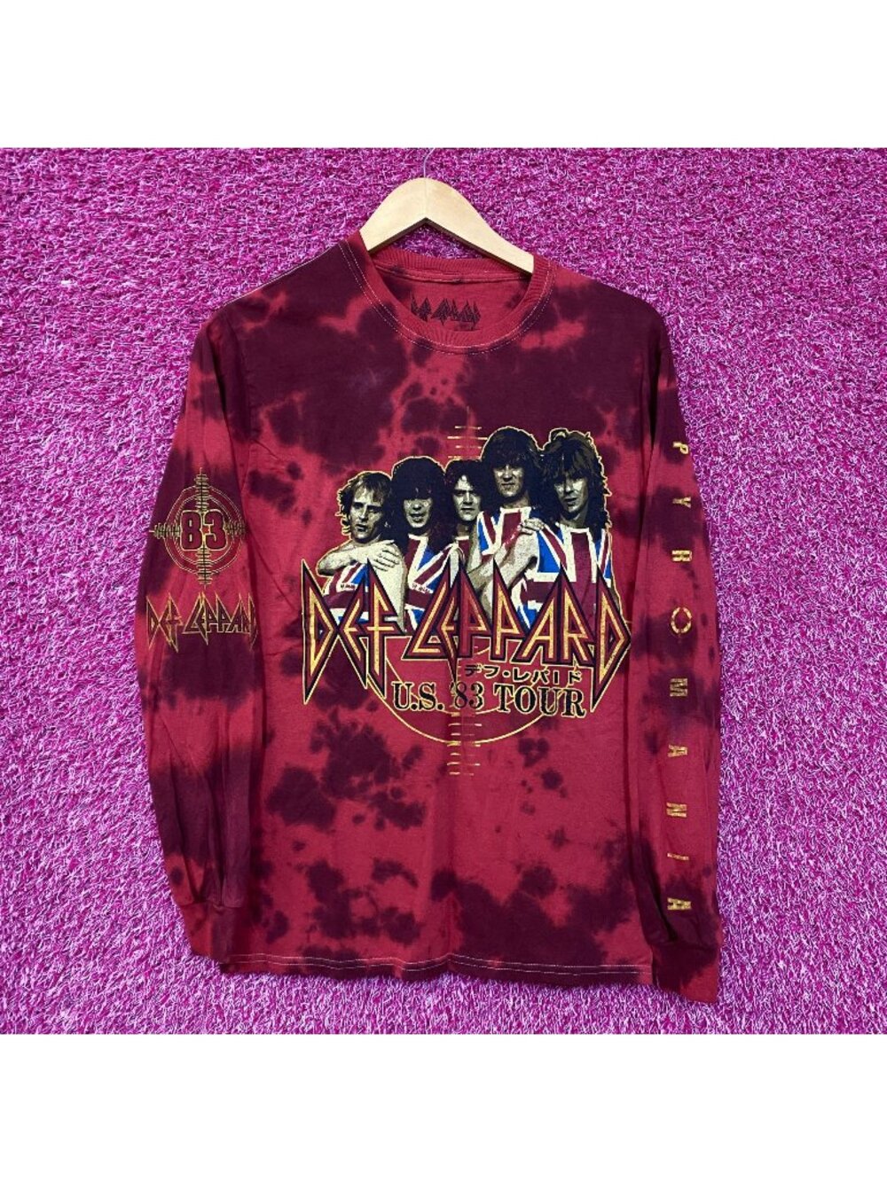 Def Leppard US 1983 Tour Tie Dye Long Sleeve Tshirt size Small